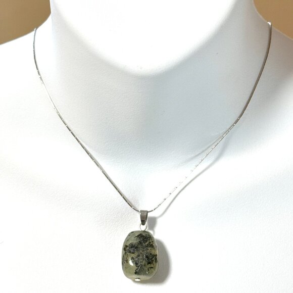 2/$20, Genuine Green Prehnite Pendant, Large Natural Tumbled Gemstone Pendant - Picture 5 of 13